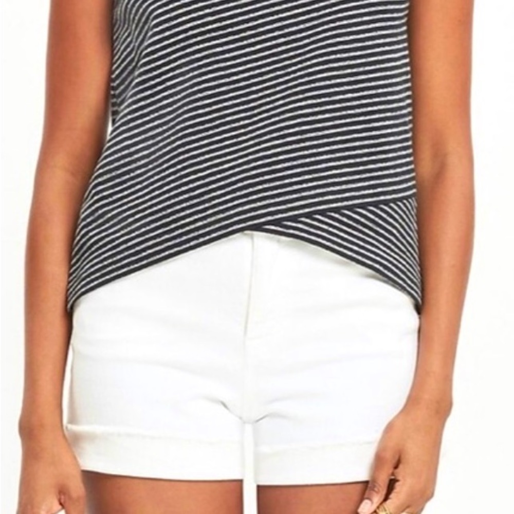 Madewell crossover sleeveless cropped tank top striped